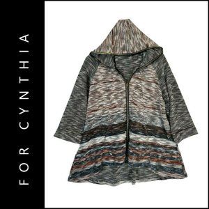 For Cynthia Women's Full Zipper Front Hooded Sweatshirt Long Sleeve Size Large